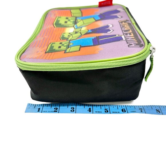 Minecraft Thermos Insulated Lunch Bag and 16oz Bottle Creeper Black Green 10x7x3 - Picture 10 of 11